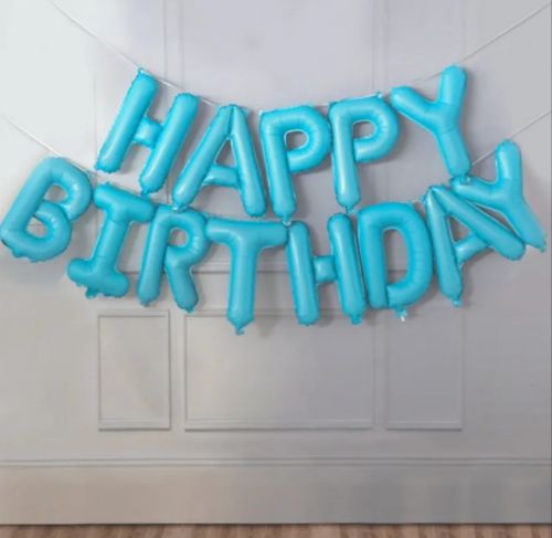 Balon napis happy birthday pastel. Blue (NA powietrze)