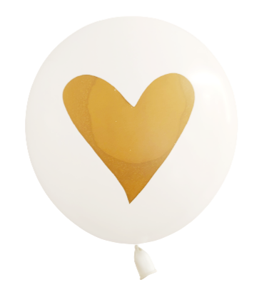 12cali balony lateksowe 6szt. op. serce złote nadruk