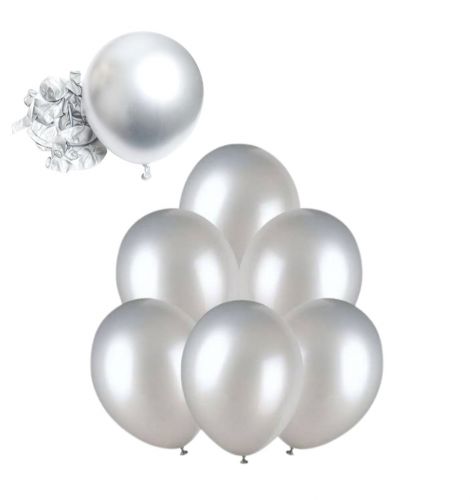 10cali balony lateksowe 100 szt. op. perłowe silver