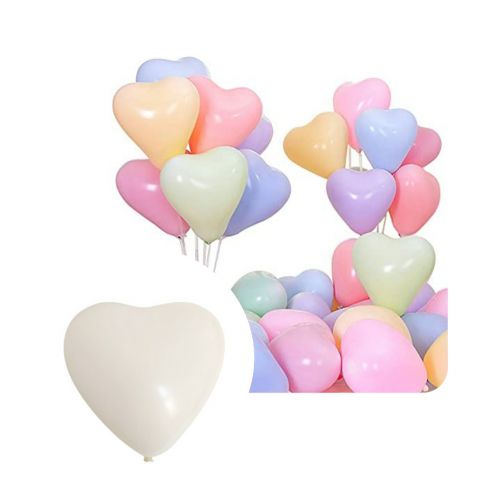 10cali balony lateksowe 50 szt. op. podwójne serce białe