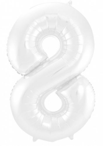 Balon cyfra biała slim 40 cali (na hel) 8