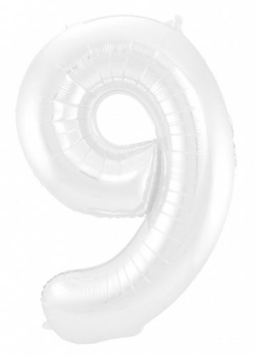 Balon cyfra biała slim 40 cali (na hel) 9