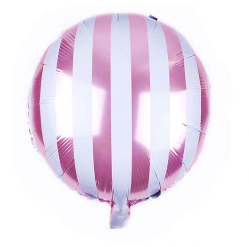 Balon 18 cali paski pink okrągły (na hel)