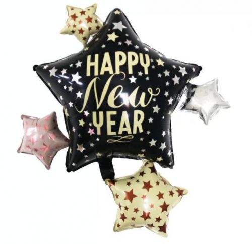 Balon Gwiazda Happy New Year 69cm x 75cm