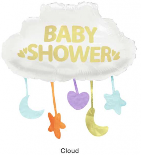 Balon foliowy Baby Shower Chmurka Pastelowa 62.5cm x 66.5cm